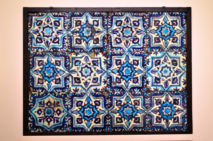 Ottoman Panel of Twelve Tiles With Floral Star-and-Cross Design