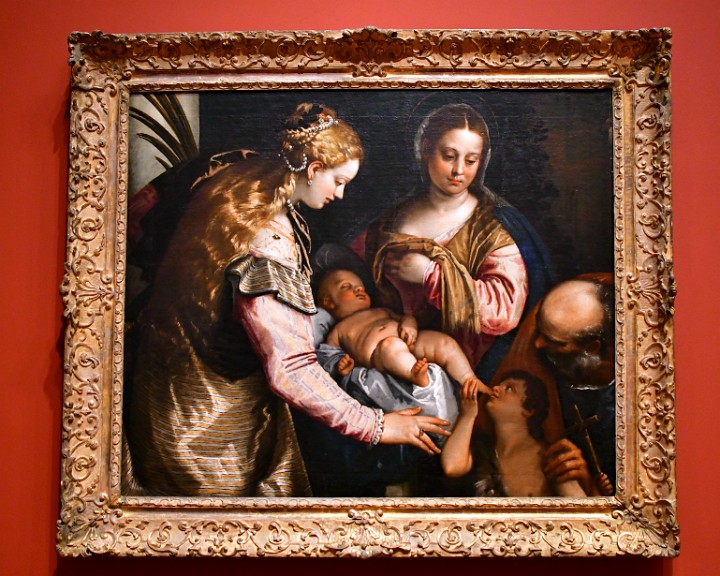 Holy Family With Saint Barbara and Young Saint John the Baptist From the Workshop of Paolo Veronese