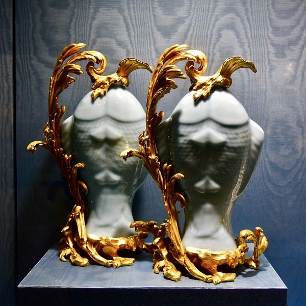 French Pair of Vases in the Form of Twin Fish