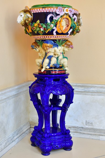 One of a Pair of Majolica Jardinieres on Stands by the Minton Ceramics Manufactory