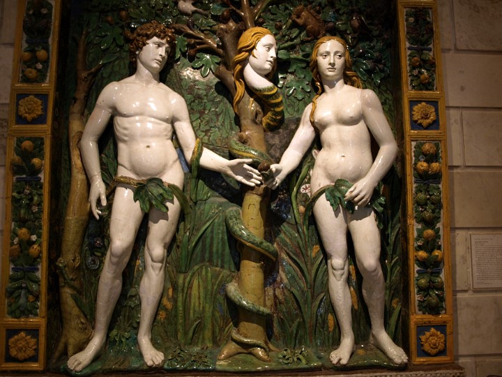 Italian Adam and Eve Terracotta Carving Italian Adam and Eve Terracotta Carving