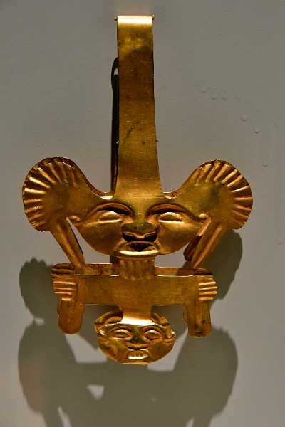 Gold Alloy Ceremonial Tweezers From the Calima Culture of Colombia. Dated 100 - 700 CE