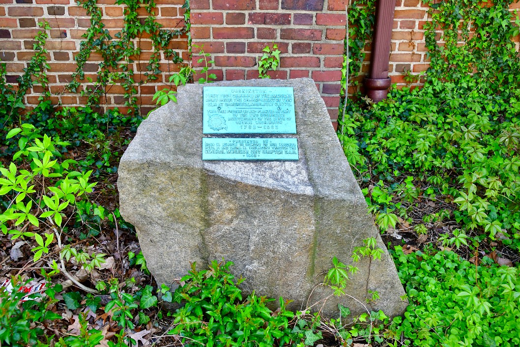 Stone Marking the Place of a Tree Related to the Tree George Washington Took His Command Under